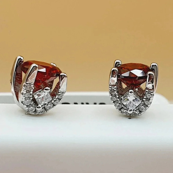 "Birthstone S925 Sterling Silver CZ Stud Earrings for Women/Girl, US19251040 - Picture 1 of 10